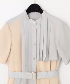 GRACE CONTINENTAL プリーツ配色ワンピース