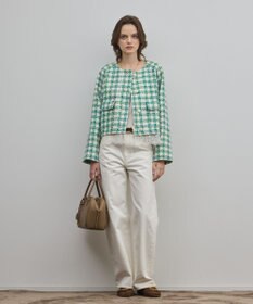 GRACE CONTINENTAL レースヘムツイードジャケット グリーン