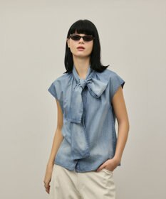 GRACE CONTINENTAL シアーデニムボウタイブラウス