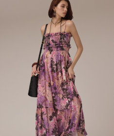 GRACE CONTINENTAL タイダイリーフプリントワンピース ラベンダー