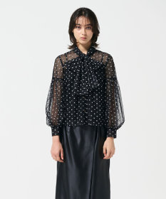 GRACE CONTINENTAL チュールドットボウタイブラウス