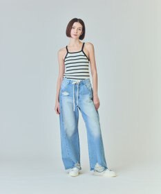 GRACE CONTINENTAL ドロストウエストデニムパンツ サックス