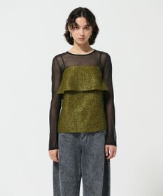 GRACE CONTINENTAL フリンジジャガードノースリーブ トップ