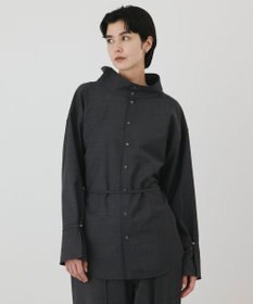 GRACE CONTINENTAL カウルネック2WAYシャツ チャコール