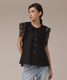 GRACE CONTINENTAL パターンレースカラーブラウス ブラック