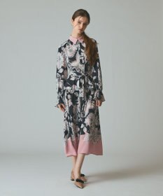 GRACE CONTINENTAL ボタニカルドレープワンピース ブラック