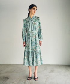 GRACE CONTINENTAL フラワー刺繍ボウタイワンピース