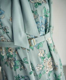 GRACE CONTINENTAL フラワー刺繍ボウタイワンピース