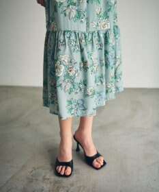 GRACE CONTINENTAL フラワー刺繍ボウタイワンピース