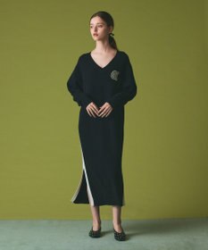 GRACE CONTINENTAL ライン配色ニットワンピース