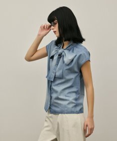 GRACE CONTINENTAL シアーデニムボウタイブラウス