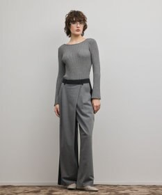 GRACE CONTINENTAL アイレットリブニットトップ グレー