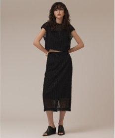 GRACE CONTINENTAL チュールタイトスカート ブラック