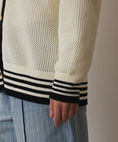 GRACE CONTINENTAL メッシュラインニットカーディガン