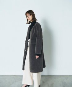 GRACE CONTINENTAL ノーカラーボアムートンコート
