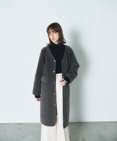 GRACE CONTINENTAL ノーカラーボアムートンコート