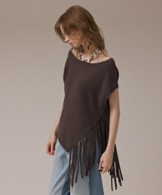 GRACE CONTINENTAL フリンジイレヘムニットトップ