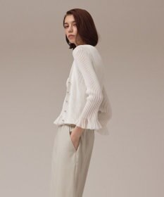 GRACE CONTINENTAL シアーフリルニットカーディガン ホワイト