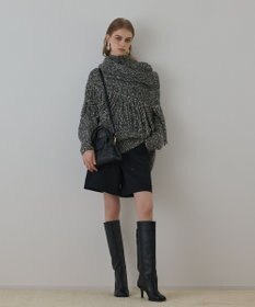 GRACE CONTINENTAL フリンジケープニットトップ ブラック