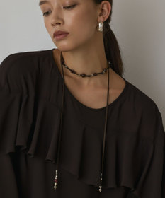 GRACE CONTINENTAL ビーズレザーチョーカー ブラウン