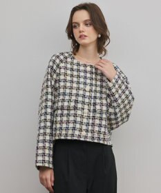 GRACE CONTINENTAL レースヘムツイードジャケット ブラック