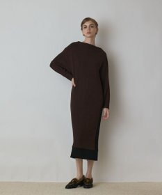 GRACE CONTINENTAL バイカラーカットワンピース ブラウン