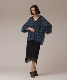 GRACE CONTINENTAL チェックカフタントップ