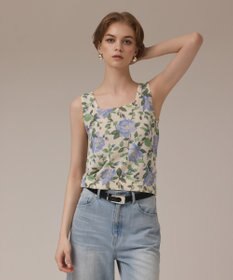 GRACE CONTINENTAL ローズプリントニットトップ キナリ