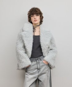 GRACE CONTINENTAL フェイクファーPコート サックス