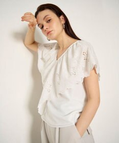 GRACE CONTINENTAL - 美品！グレースの襟刺繍ニットノースリーブ 刺繍ラッフルカラーノースリーブ トップ / GRACE CONTINENTAL