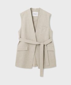 GRACE CONTINENTAL ストライプノーカラージレ