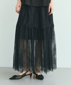GRACE CONTINENTAL レース切替ティアードスカート