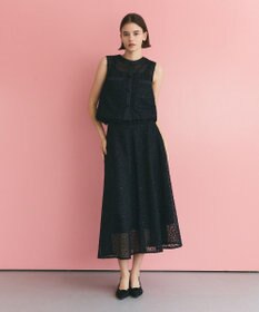 GRACE CONTINENTAL フェザーembドレス ブラック