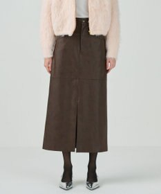 GRACE CONTINENTAL クラッシュレザータイトスカート