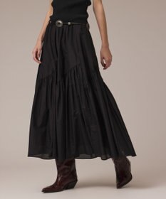 GRACE CONTINENTAL コットンシルクティアードスカート ブラック