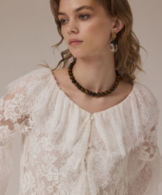 GRACE CONTINENTAL レースコンビフリルブラウス ホワイト