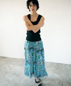 GRACE CONTINENTAL シフォンプリントギャザースカート