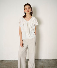 ✶タグ付き✶ GRACE CONTINENTAL ラッフルカラーブラウス 刺繍ラッフルカラーノースリーブ トップ / GRACE CONTINENTAL