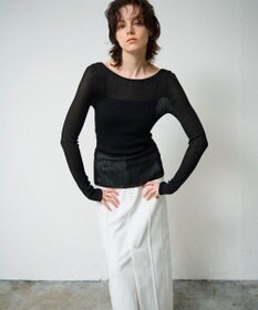 GRACE CONTINENTAL ラメシアーリブニットトップ