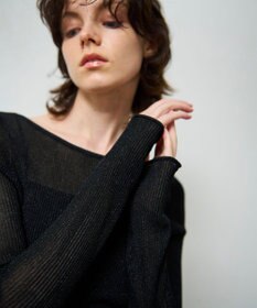 GRACE CONTINENTAL ラメシアーリブニットトップ