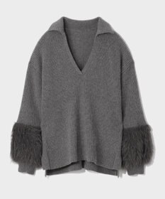 GRACE CONTINENTAL フェザースリーブニットトップ