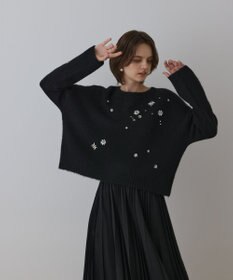 GRACE CONTINENTAL ビジューニットトップ ブラック