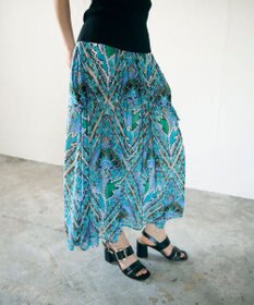 GRACE CONTINENTAL シフォンプリントギャザースカート
