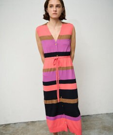 GRACE CONTINENTAL ニットマルチボーダージレ ピンク