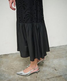 GRACE CONTINENTAL ヤシ柄カットワークワンピース