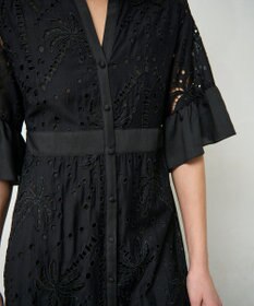 GRACE CONTINENTAL ヤシ柄カットワークワンピース