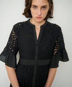 GRACE CONTINENTAL ヤシ柄カットワークワンピース