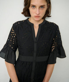 GRACE CONTINENTAL ヤシ柄カットワークワンピース