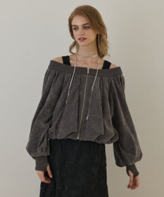 GRACE CONTINENTAL バルーンモールカットカーディガン グレー