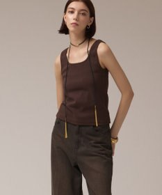 GRACE CONTINENTAL テレコリブトップ ブラウン